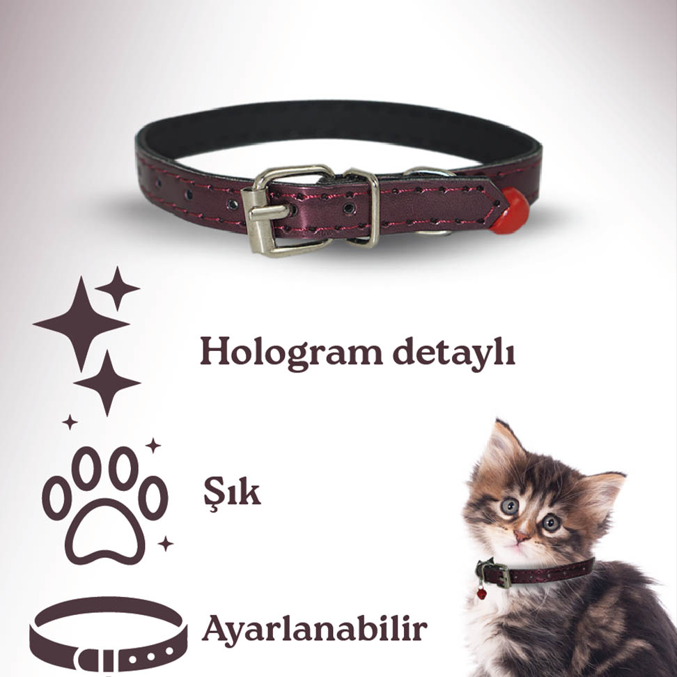 Ayarlanabilir Zilli Metalik Kedi Tasması